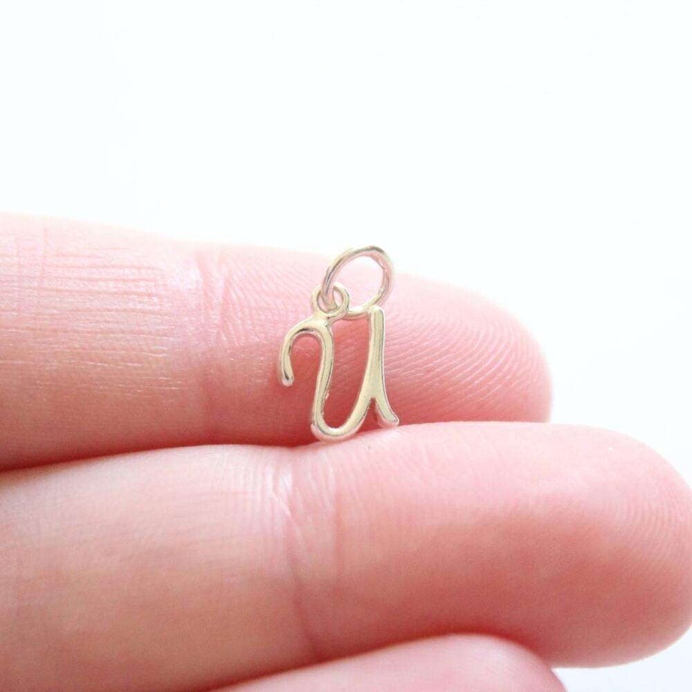Sterling Silver Cursive U Initial Charm - image 1